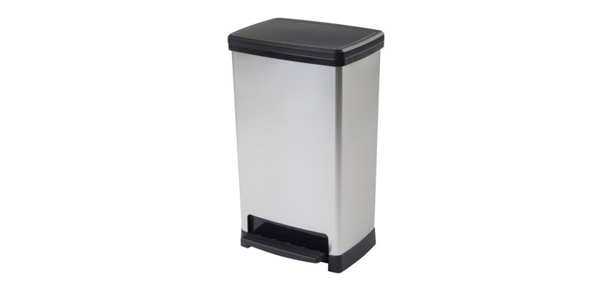 Poubelle cep tri elite double utilisation 1 ou 2 sac        ouverture pedale capacite 50l coloris gris