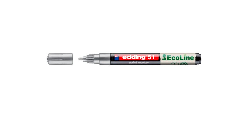 Marqueur edding 51 ecoline peinture base eau pointe      ogive 1/2mm coloris argent