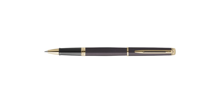Roller waterman hemisphere metallic capuchon clip pointe fine encre noire coloris noir lave coffret cadeau