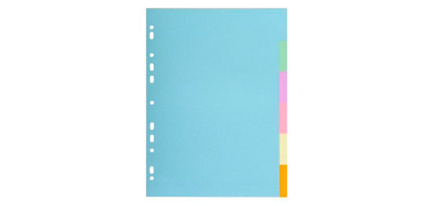 Intercalaires carte pastel 170g Forever 6 positions - 17x22cm - Couleurs assorties pastel