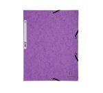 Chemise exacompta 3 rabats carte lustree 355gr a4        fermeture elastique etiquette coloris violet lot 10 unites