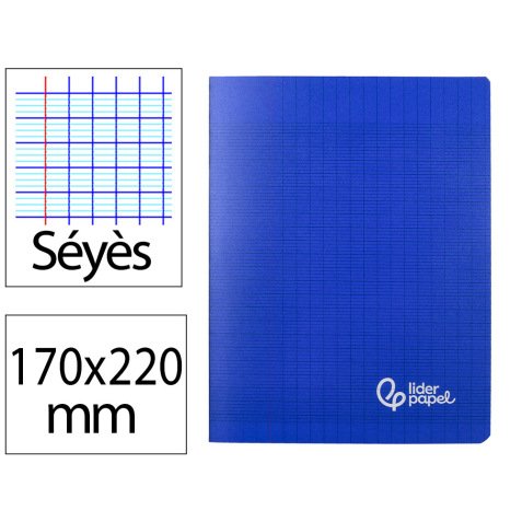 Cahier piqure liderpapel couverture pp 170x220mm 96p   seyes coloris bleu