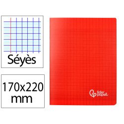 Cahier piqure liderpapel couverture pp 170x220mm 96p   seyes coloris rouge