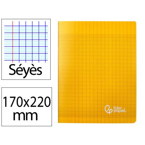 Cahier piqure liderpapel couverture pp 170x220mm 96p   seyes coloris jaune