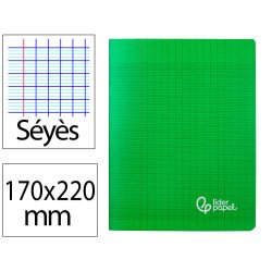 Cahier piqure liderpapel couverture pp 170x220mm 96p   seyes coloris vert