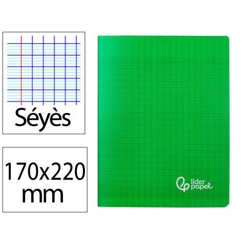 Cahier piqure liderpapel couverture pp 170x220mm 96p   seyes coloris vert