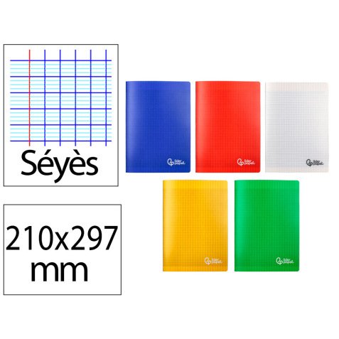 Cahier piqure liderpapel couverture pp 210x297mm 96p   seyes coloris assortis lot 10 unites