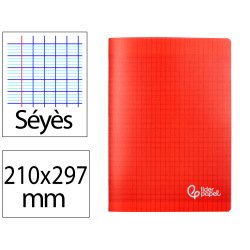 Cahier piqure liderpapel couverture pp 210x297mm 96p   seyes coloris rouge