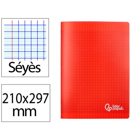Cahier piqure liderpapel couverture pp 210x297mm 96p   seyes coloris rouge