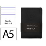 Carnet fermeture elastique antartik notes couverture     rigide a5 ligne 100 feuilles  80gr fsc coloris noir