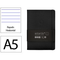 Carnet fermeture elastique antartik notes couverture     rigide a5 ligne 100 feuilles  80gr fsc coloris noir