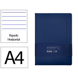 Carnet fermeture elastique antartik notes couverture     rigide a4 ligne 100 feuilles  80gr fsc coloris bleu marine