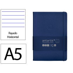 Carnet fermeture elastique antartik notes couverture     rigide a5 ligne 100 feuilles  80gr fsc coloris bleu marine