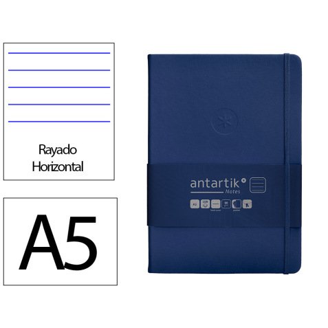 Carnet fermeture elastique antartik notes couverture     rigide a5 ligne 100 feuilles  80gr fsc coloris bleu marine