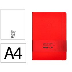 Carnet fermeture elastique antartik notes couverture rigide a4 papier uni ivoire 100 feuilles 80gr fsc coloris rouge