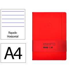 Carnet fermeture elastique antartik notes couverture     rigide a4 ligne 100 feuilles  80gr fsc coloris rouge