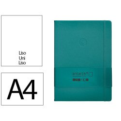 Carnet fermeture elastique antartik notes couverture rigide a4 papier uni ivoire 100 feuilles 80gr fsc vert paon