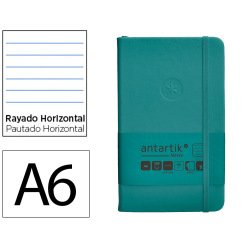 Carnet fermeture elastique antartik notes couverture     rigide a6 ligne 100 feuilles  80gr fsc coloris vert paon