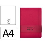 Carnet fermeture elastique antartik notes couverture rigide a4 papier uni ivoire 100 feuilles 80gr fsc framboise