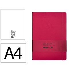 Carnet fermeture elastique antartik notes couverture rigide a4 papier uni ivoire 100 feuilles 80gr fsc framboise