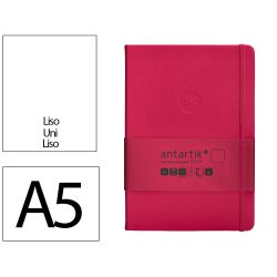 Carnet fermeture elastique antartik notes couverture rigide a5 papier uni ivoire 100 feuilles 80gr fsc framboise