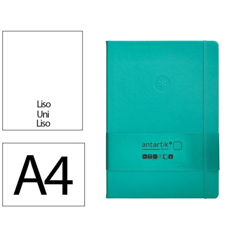 Carnet fermeture elastique antartik notes couverture rigide a4 papier uni ivoire 100 feuilles 80gr fsc vert menthe