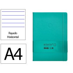 Carnet fermeture elastique antartik notes couverture     rigide a4 ligne 100 feuilles  80gr fsc coloris vert menthe