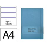 Carnet fermeture elastique antartik notes couverture     rigide a4 ligne 100 feuilles  80gr fsc coloris bleu ciel