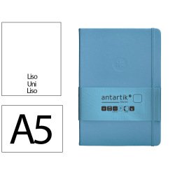 Carnet fermeture elastique antartik notes couverture rigide a5 papier uni ivoire 100 feuilles 80gr fsc bleu ciel