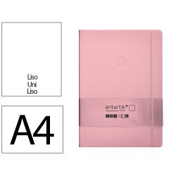 Carnet fermeture elastique antartik notes couverture rigide a4 papier uni ivoire 100 feuilles 80gr fsc rose pastel