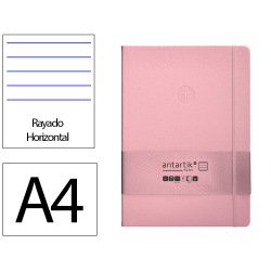Carnet fermeture elastique antartik notes couverture     rigide a4 ligne 100 feuilles  80gr fsc coloris rose pastel