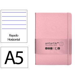 Carnet fermeture elastique antartik notes couverture     rigide a5 ligne 100 feuilles  80gr fsc coloris rose pastel