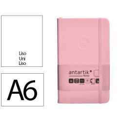 Carnet fermeture elastique antartik notes couverture rigide a6 papier uni ivoire 100 feuilles 80gr fsc rose pastel