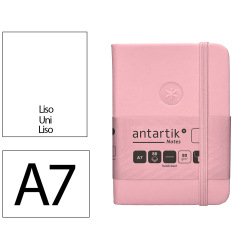 Carnet fermeture elastique antartik notes couverture rigide a7 papier uni ivoire 80 feuilles 80gr fsc rose pastel