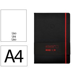 Carnet fermeture elastique rouge antartik notes couverture rigide a4 papier uni ivoire 100 feuilles 80gr fsc noir