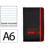 Carnet fermeture elastique rouge antartik notes          couverture rigide a6 ligne 100feuilles 80gr fsc coloris noir