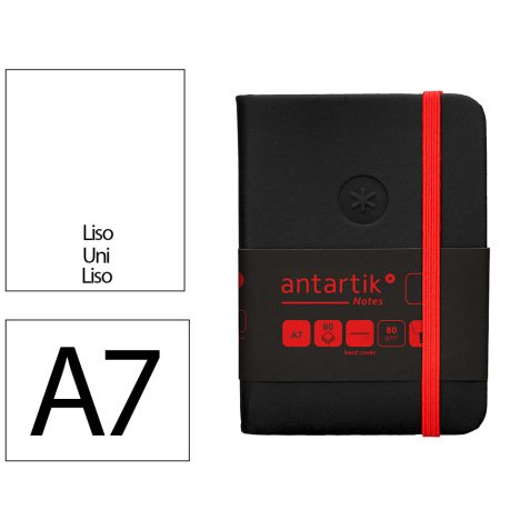Carnet fermeture elastique rouge antartik notes couverture rigide a7 papier uni ivoire 80 feuilles 80gr fsc noir
