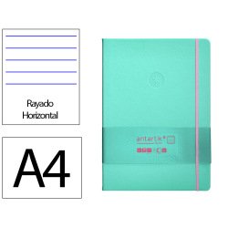 Carnet fermeture elastique rose antartik notes couverturerigide a4 ligne 100 feuilles  80gr fsc coloris turquoise
