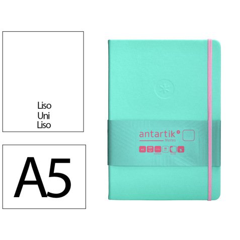 Carnet fermeture elastique rose antartik notes couverture rigide a5 papier uni ivoire 100 feuilles 80gr fsc turquoise