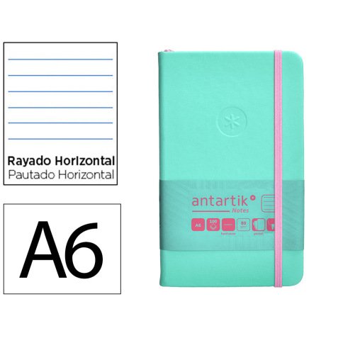 Carnet fermeture elastique rose antartik notes couverturerigide a6 ligne 100 feuilles  80gr fsc coloris turquoise