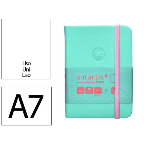 Carnet fermeture elastique rose antartik notes couverture rigide a7 papier uni ivoire 80 feuilles 80gr fsc turquoise