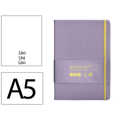 Carnet fermeture elastique jaune antartik notes couverture rigide a5 papier uni ivoire 100 feuilles 80gr fsc lilas