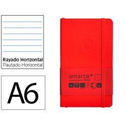 Carnet fermeture elastique antartik notes couverture     souple a6 ligne 100 feuilles  80gr fsc coloris rouge