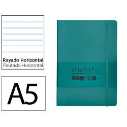 Carnet fermeture elastique antartik notes couverture     souple a5 ligne 100 feuilles  80gr fsc coloris vert paon