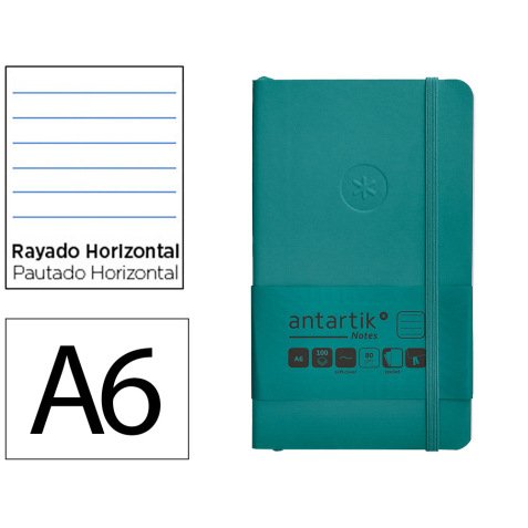 Carnet fermeture elastique antartik notes couverture     souple a6 ligne 100 feuilles  80gr fsc coloris vert paon