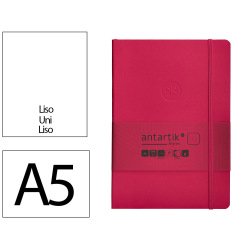 Carnet fermeture elastique antartik notes couverture souple a5 papier uni ivoire 100 feuilles 80gr fsc framboise