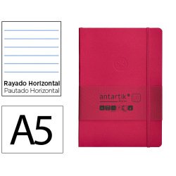 Carnet fermeture elastique antartik notes couverture     souple a5 ligne 100 feuilles  80gr fsc coloris framboise