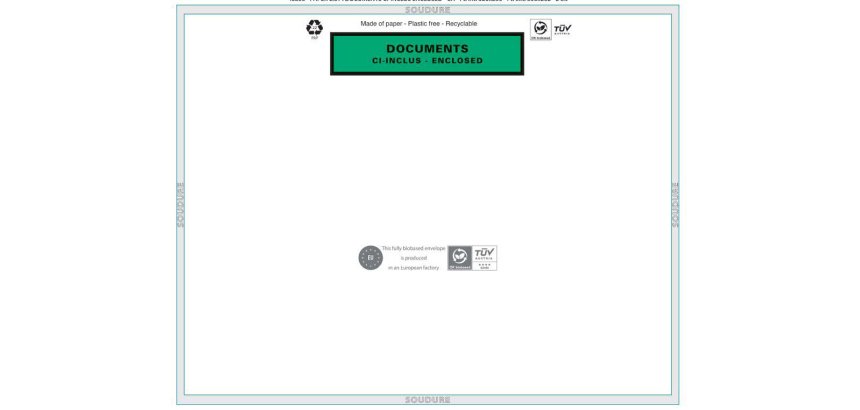 Pochette adhesive paper list porte-documents cristal c4    30x250mm boite 500 unites