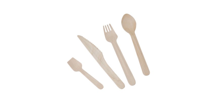 Fourchette bois couvert lisse 16cm sachet 100 unites