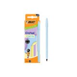 Stylo-bille bic cristal pastel pointe moyenne 1,0mm   encre noire capuchon coloris  assortis bte de 3u